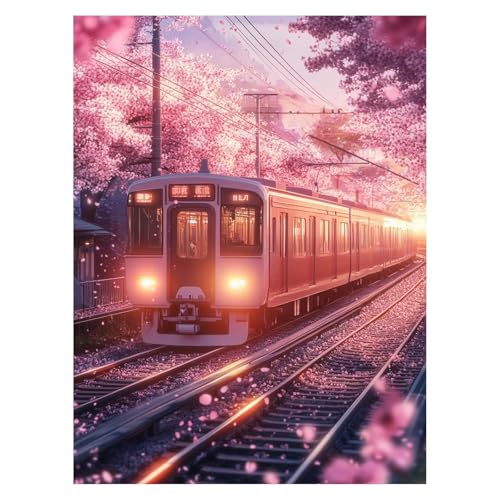 Malen Nach Zahlen Erwachsene Tram Malen Nach Zahlen Kinder Blume mit Pinsel und Wasserdicht Leinwand Acrylfarben Set, Diy Set Erwachsene Bilder 30 x 40 cm für Zimmer Deko Geschenke für Frauen LSJ-4678 von LUESSJAO