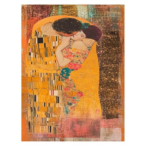 Malen Nach Zahlen Erwachsene Umarmen Malen Nach Zahlen Kinder Kuss mit Pinsel und Wasserdicht Leinwand Acrylfarben Set, Diy Set Erwachsene Bilder 70x95 cm für Zimmer Deko Geschenke für Frauen LSJ-6264 von LUESSJAO