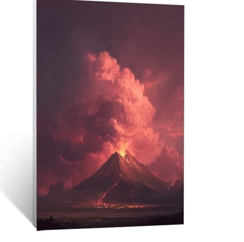 Malen Nach Zahlen Erwachsene Vulkan Malen Nach Zahlen Kinder Landschaft mit Pinsel und Wasserdicht Leinwand Acrylfarben Set, Diy Set Erwachsene Bilder 60x80CM für Zimmer Deko Geschenke LSJ-4186 von LUESSJAO