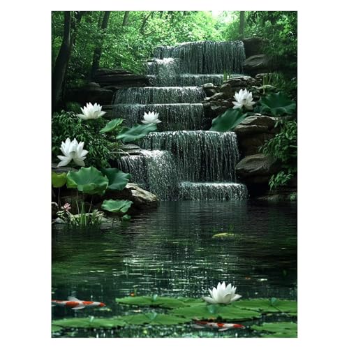 Malen Nach Zahlen Erwachsene Wasserfall Malen Nach Zahlen Kinder PflanZen mit Pinsel und Wasserdicht Leinwand Acrylfarben Set, Diy Set Erwachsene Bilder 40x55 cm Deko Wohnzimmer Geschenke LSJ-4637 von LUESSJAO