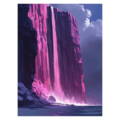 Malen Nach Zahlen Erwachsene Wasserfall Malen Nach Zahlen Kinder Verträumt mit Pinsel und Wasserdicht Leinwand Acrylfarben Set, Diy Set Erwachsene Bilder 100 x 135 cm Zimmer Deko Geschenke LSJ-4571 von LUESSJAO