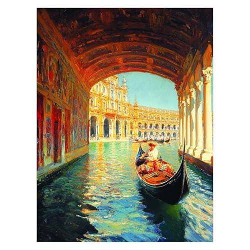 Malen Nach Zahlen Erwachsene Wasserstadt Malen Nach Zahlen Kinder Stadt mit Pinsel und Wasserdicht Leinwand Acrylfarben Set, Diy Set Erwachsene Bilder 30 x 40cm Deko Wohnzimmer Geschenke LSJ-5560 von LUESSJAO