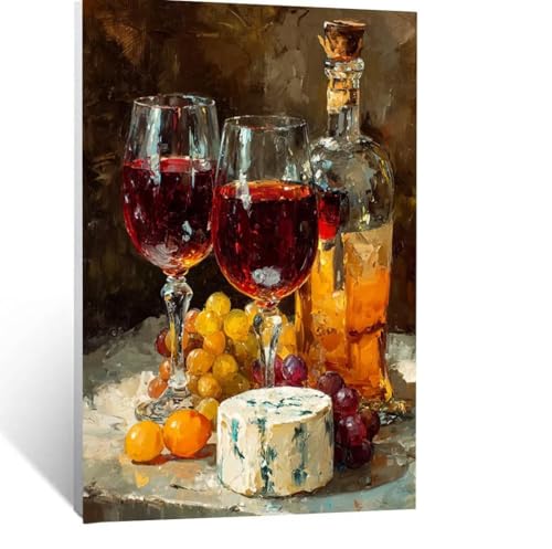 Malen Nach Zahlen Erwachsene Wein Malen Nach Zahlen Kinder Obst mit Pinsel und Wasserdicht Leinwand Acrylfarben Set, Diy Set Erwachsene Bilder 40x55 cm für Deko Wohnzimmer Geschenke für Frauen LSJ3172 von LUESSJAO