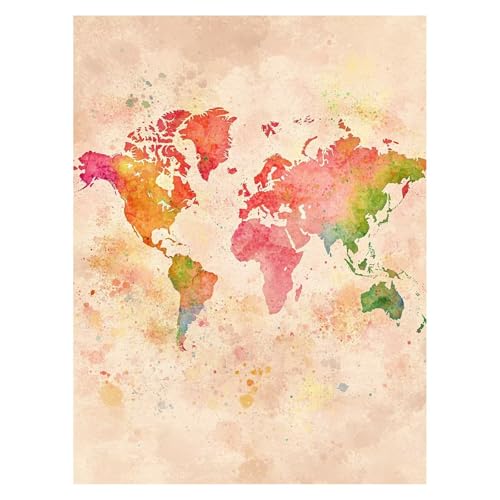 Malen Nach Zahlen Erwachsene Weltkarte Malen Nach Zahlen Kinder Karte mit Pinsel und Wasserdicht Leinwand Acrylfarben Set, Diy Set Erwachsene Bilder 40 x 55 Cm für Deko Wohnzimmer Geschenke LSJ-6986 von LUESSJAO