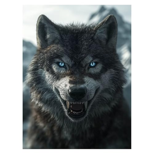 Malen Nach Zahlen Erwachsene Wolf Malen Nach Zahlen Kinder Tier mit Pinsel und Wasserdicht Leinwand Acrylfarben Set, Diy Set Erwachsene Bilder 100 x 135Cm für Deko Wohnzimmer Geschenke LSJ-6986 von LUESSJAO