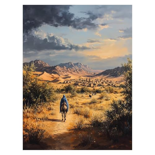 Malen Nach Zahlen Erwachsene Wüste Malen Nach Zahlen Kinder Stadt mit Pinsel und Wasserdicht Leinwand Acrylfarben Set, Diy Set Erwachsene Bilder 50 x 70 cm für Deko Wohnzimmer Geschenke LSJ-6986 von LUESSJAO