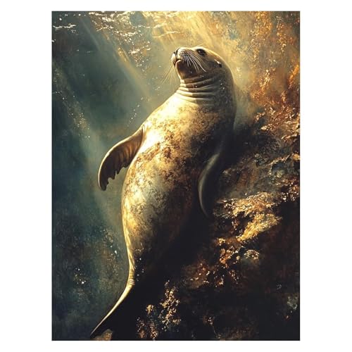 Meer Malen Nach Zahlen Erwachsene, Malen Nach Zahlen auf Leinwand mit Pinsel und Acrylfarben 55x40CM DIY Basteln Erwachsene Leinwand Bilder Tier für Wanddeko Wohnzimmer Geschenke für Frauen LSJ-4602 von LUESSJAO