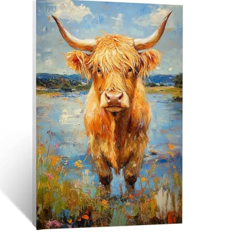 Ochse Malen Nach Zahlen Erwachsene, Malen nach Zahlen auf Leinwand mit Pinsel und Acrylfarben 70x95 CM DIY Basteln Erwachsene Leinwand Bilder Blume für Wanddeko Wohnzimmer Geschenke für Frauen LSJ7344 von LUESSJAO