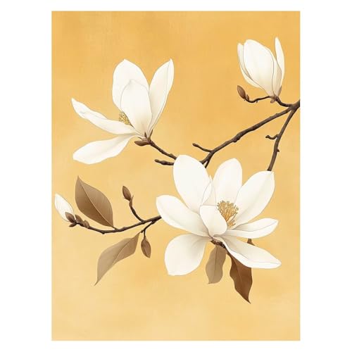 PflanZen Malen Nach Zahlen Erwachsene, Malen Nach Zahlen auf Leinwand mit Pinsel und Acrylfarben 55 x 40CM DIY Basteln Erwachsene Leinwand Bilder Blume für Wanddeko Wohnzimmer Geschenke LSJ-6986 von LUESSJAO