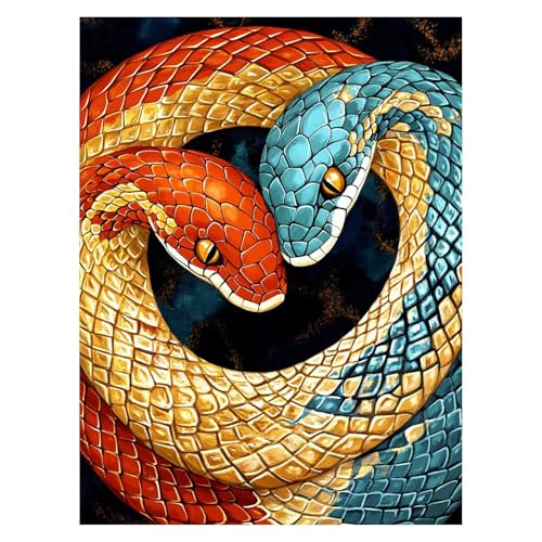 Schlange Malen Nach Zahlen Erwachsene, Malen Nach Zahlen auf Leinwand mit Pinsel und Acrylfarben 55x40 cm DIY Basteln Erwachsene Leinwand Bilder Tier für Wanddeko Wohnzimmer und Geschenke LSJ-6986 von LUESSJAO