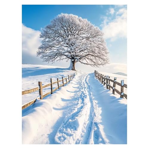Schnee Malen Nach Zahlen Erwachsene, Malen Nach Zahlen auf Leinwand mit Pinsel und Acrylfarben 135 x 100 Cm DIY Basteln Erwachsene Leinwand Bilder Baum für Deko Wohnzimmer Geschenke für Frauen LSJ4354 von LUESSJAO