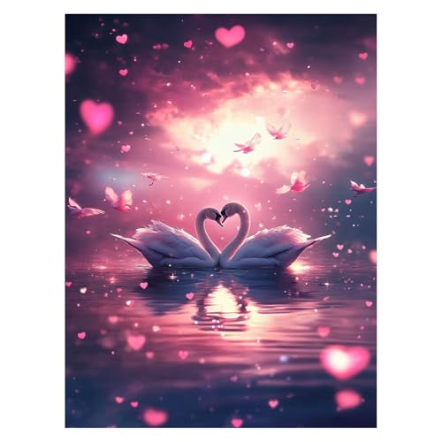 Schwan Malen Nach Zahlen Erwachsene, Malen Nach Zahlen auf Leinwand mit Pinsel und Acrylfarben 55 x 40CM DIY Basteln Erwachsene Leinwand Bilder Traum für Wanddeko Wohnzimmer und Geschenke LSJ-6986 von LUESSJAO