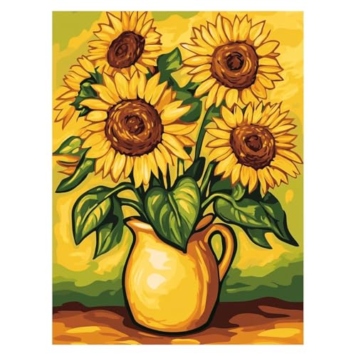 Sonnenblume Malen Nach Zahlen Erwachsene, Malen Nach Zahlen auf Leinwand mit Pinsel und Acrylfarben 135 x 100 Cm DIY Basteln Erwachsene Leinwand Bilder PflanZen Deko Wohnzimmer Geschenke LSJ-4522 von LUESSJAO