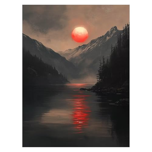 Sonnenuntergang Malen Nach Zahlen Erwachsene, Malen Nach Zahlen auf Leinwand mit Pinsel und Acrylfarben 70 x 50CM DIY Basteln Erwachsene Leinwand Bilder Landschaft für WandDeko Wohnzimmer LSJ-6986 von LUESSJAO