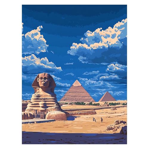 Sphinx Malen Nach Zahlen Erwachsene, Malen Nach Zahlen auf Leinwand mit Pinsel und Acrylfarben 135 x 100Cm DIY Basteln Erwachsene Leinwand Bilder Ägypten für Zimmer Deko Geschenke für Frauen LSJ-4508 von LUESSJAO
