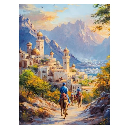 Stadt Malen Nach Zahlen Erwachsene, Malen Nach Zahlen auf Leinwand mit Pinsel und Acrylfarben 95x70cm DIY Basteln Erwachsene Leinwand Bilder Landschaft für Wanddeko Wohnzimmer Geschenke LSJ-6986 von LUESSJAO