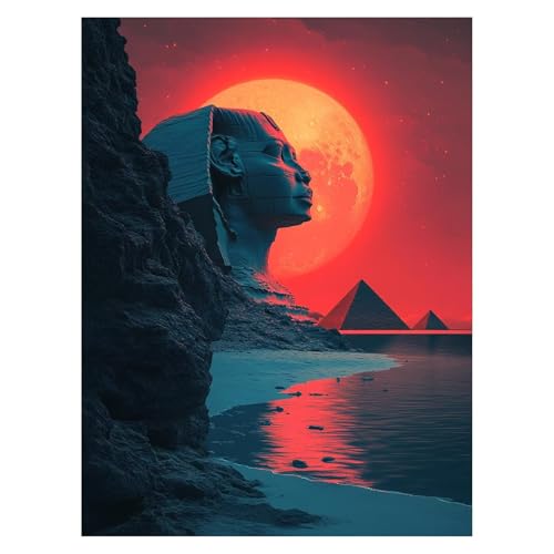 Statue Malen Nach Zahlen Erwachsene, Malen Nach Zahlen auf Leinwand mit Pinsel und Acrylfarben 70 x 50 CM DIY Basteln Erwachsene Leinwand Bilder Ägypten für Zimmer Deko Geschenke für Frauen LSJ-6143 von LUESSJAO