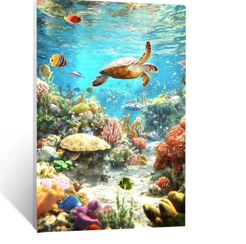 Tier Malen Nach Zahlen Erwachsene, Malen nach Zahlen auf Leinwand mit Pinsel und Acrylfarben 100 x 150 CM DIY Basteln Erwachsene Leinwand Bilder Meeresschildkröten für Wanddeko Wohnzimmer LSJ-4642 von LUESSJAO