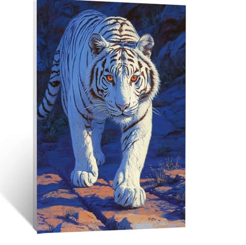Tiger Malen Nach Zahlen Erwachsene, Malen nach Zahlen auf Leinwand mit Pinsel und Acrylfarben 55x40CM DIY Basteln Erwachsene Leinwand Bilder Tier für Wanddeko Wohnzimmer Geschenke für Frauen LSJ-1995 von LUESSJAO