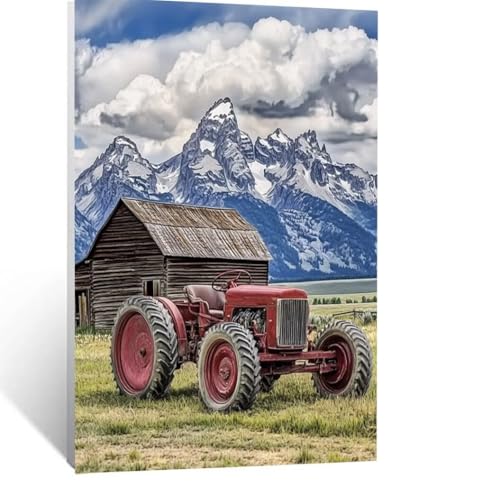 Traktor Malen Nach Zahlen Erwachsene, Malen nach Zahlen auf Leinwand mit Pinsel und Acrylfarben 95x70CM DIY Basteln Erwachsene Leinwand Bilder Schneeberg für Wanddeko Wohnzimmer Geschenke LSJ-4858 von LUESSJAO