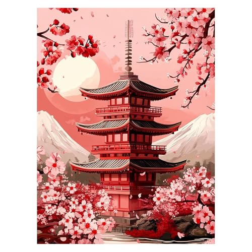 Turm Malen Nach Zahlen Erwachsene, Malen Nach Zahlen auf Leinwand mit Pinsel und Acrylfarben 95 x 70Cm DIY Basteln Erwachsene Leinwand Bilder Landschaft für Wanddeko Wohnzimmer Geschenke LSJ-6986 von LUESSJAO