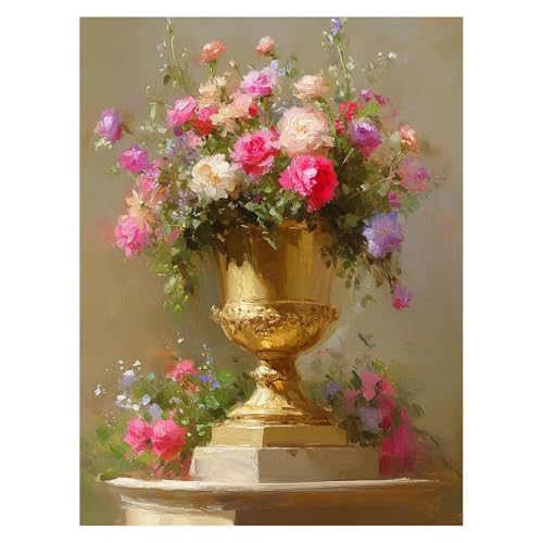 Vase Malen Nach Zahlen Erwachsene, Malen Nach Zahlen auf Leinwand mit Pinsel und Acrylfarben 135 x 100CM DIY Basteln Erwachsene Leinwand Bilder Blume für Deko Wohnzimmer Geschenke für Frauen LSJ-4788 von LUESSJAO