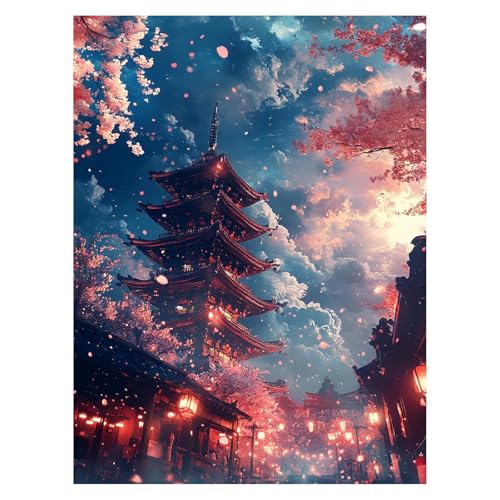 Verträumt Malen Nach Zahlen Erwachsene, Malen Nach Zahlen auf Leinwand mit Pinsel und Acrylfarben 135 x 100 CM DIY Basteln Erwachsene Leinwand Bilder Architektur Deko Wohnzimmer Geschenke LSJ-4634 von LUESSJAO