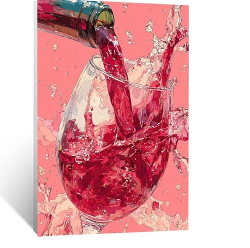 Wein Malen Nach Zahlen Erwachsene, Malen nach Zahlen auf Leinwand mit Pinsel und Acrylfarben 40x55cm DIY Basteln Erwachsene Leinwand Bilder Weinglas für Deko Wohnzimmer Geschenke für Frauen LSJ-7583 von LUESSJAO
