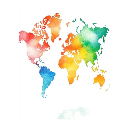 Weltkarte Malen Nach Zahlen Erwachsene, Malen Nach Zahlen auf Leinwand mit Pinsel und Acrylfarben 55 x 40 Cm DIY Basteln Erwachsene Leinwand Bilder Farbe für Wanddeko Wohnzimmer Geschenke LSJ-6986 von LUESSJAO