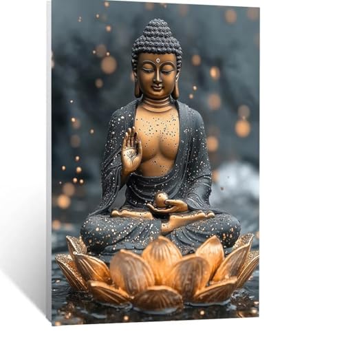 Zen Malen Nach Zahlen Erwachsene, Malen nach Zahlen auf Leinwand mit Pinsel und Acrylfarben 55 x 40 cm DIY Basteln Erwachsene Leinwand Bilder Landschaft für Wanddeko Wohnzimmer Geschenke LSJ-6395 von LUESSJAO