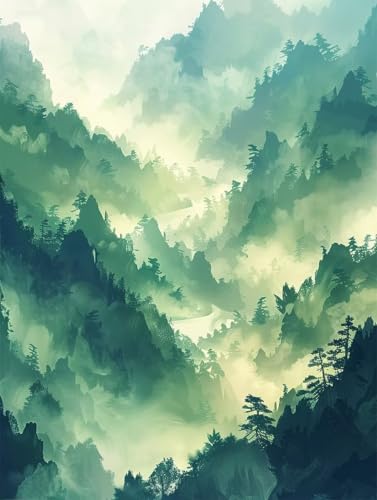 Berg Diamond Painting XXL Landschaft Crystal Art, Diamond Painting Eckige Steine Basteln Erwachsene Anfänger DIY Stickerei Kreuzstich Bastelset für Wanddeko, Zimmer Deko, Geschenke 60 x 80 cm -2502ySG von LUESUAYN