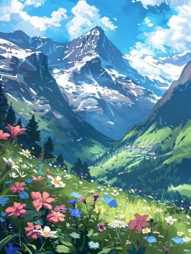 Diamond Painting Berg Diamond Painting Erwachsene Groß XXL Landschaft Crystal Art Bastelset Erwachsene Anfänger 5D DIY Mosaikherstellung Bastelset für Zimmer Deko, Geschenke (25 * 35cm) -2502y8U von LUESUAYN
