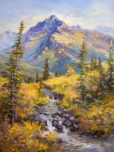 Diamond Painting Berg Diamond Painting Erwachsene Groß XXL Landschaft Crystal Art Bastelset Erwachsene Anfänger 5D DIY Mosaikherstellung Bastelset für Zimmer Deko, Geschenke (25 * 35cm) -2502yNR von LUESUAYN