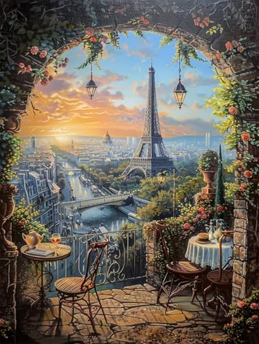 Diamond Painting Eiffelturm Diamond Painting Erwachsene Groß XXL Stadt Crystal Art Bastelset Erwachsene Anfänger 5D DIY Mosaikherstellung Bastelset für Zimmer Deko, Geschenke (25 * 35cm) -2502yQ5 von LUESUAYN