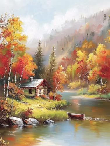 Diamond Painting Herbst Diamond Painting Erwachsene Groß XXL Landschaft Crystal Art Bastelset Erwachsene Anfänger DIY Mosaikherstellung Bastelset für Zimmer Deko, Geschenke für Frauen 70x95cm -2502yLZ von LUESUAYN