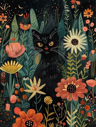 Diamond Painting Katze Diamond Painting Erwachsene Groß XXL Blume Crystal Art Bastelset Erwachsene Anfänger DIY Mosaikherstellung Bastelset für Zimmer Deko, Geschenke für Frauen (25 * 35cm) -2502y92 von LUESUAYN