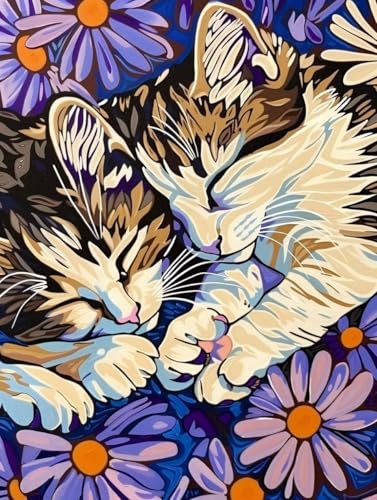 Diamond Painting Katze Diamond Painting Erwachsene Groß XXL Chrysantheme Crystal Art Bastelset Erwachsene Anfänger DIY Mosaikherstellung Bastelset für Zimmer Deko, Geschenke (50 * 70cm) -2502yH2 von LUESUAYN