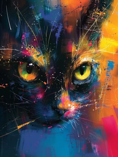 Diamond Painting Katze Diamond Painting Erwachsene Groß XXL Tier Crystal Art Bastelset Erwachsene Anfänger DIY Mosaikherstellung Bastelset für Zimmer Deko, Geschenke für Frauen (35 * 50cm) -2502ySN von LUESUAYN