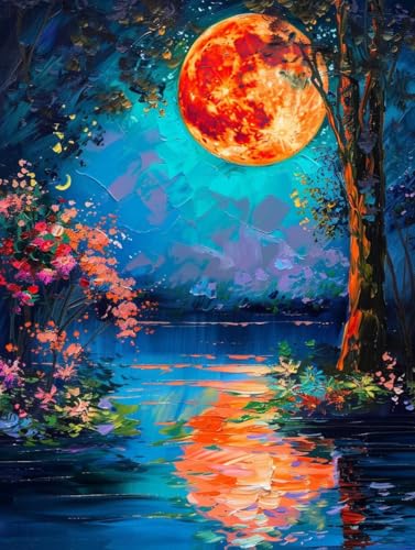 Diamond Painting Mond Diamond Painting Erwachsene Groß XXL Landschaft Crystal Art Bastelset Erwachsene Anfänger 5D DIY Mosaikherstellung Bastelset für Zimmer Deko, Geschenke (25 * 35cm) -2502yEV von LUESUAYN