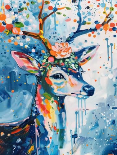 Diamond Painting Reh Diamond Painting Erwachsene Groß XXL Tier Crystal Art Bastelset Erwachsene Anfänger 5D DIY Mosaikherstellung Bastelset für Zimmer Deko, Geschenke für Frauen 70x95cm -2502yKK von LUESUAYN