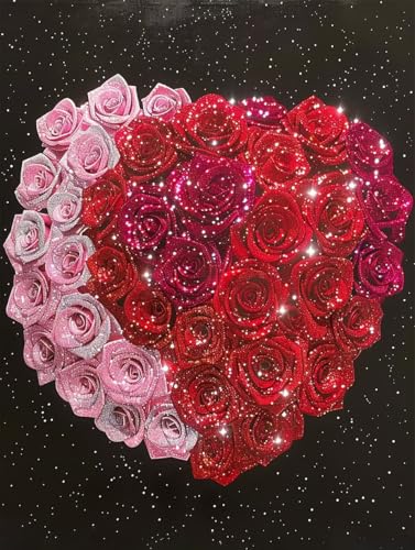 Diamond Painting Rose Diamond Painting Erwachsene Groß XXL Blume Crystal Art Bastelset Erwachsene Anfänger DIY Mosaikherstellung Bastelset für Zimmer Deko, Geschenke für Frauen 35x50cm -2502y73 von LUESUAYN