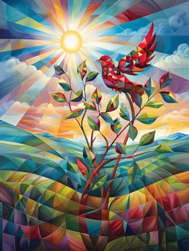 Diamond Painting Sonne Diamond Painting Erwachsene Groß XXL Vogel Crystal Art Bastelset Erwachsene Anfänger DIY Mosaikherstellung Bastelset für Zimmer Deko, Geschenke für Frauen (90x120cm) -2502yU1 von LUESUAYN