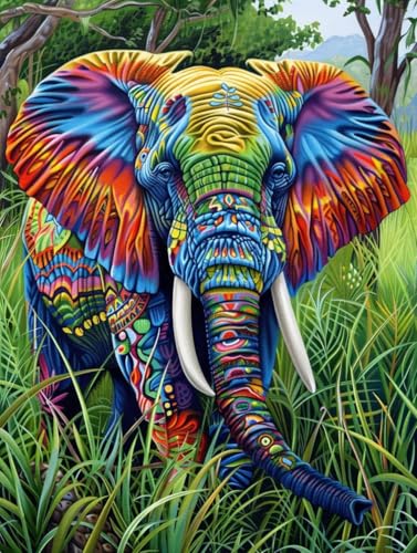 Diamond Painting Tier Diamond Painting Erwachsene Groß XXL Elefant Crystal Art Bastelset Erwachsene Anfänger DIY Mosaikherstellung Bastelset für Zimmer Deko, Geschenke für Frauen (35x50cm) -2502yUW von LUESUAYN