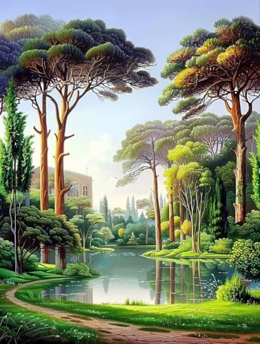 Diamond Painting Wald Diamond Painting Erwachsene Groß XXL Landschaft Crystal Art Bastelset Erwachsene Anfänger 5D DIY Mosaikherstellung Bastelset für Zimmer Deko, Geschenke (25 * 35cm) -2502y9C von LUESUAYN