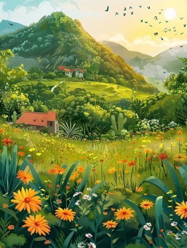 Diamond Painting Wiese Diamond Painting Erwachsene Groß XXL Landschaft Crystal Art Bastelset Erwachsene Anfänger 5D DIY Mosaikherstellung Bastelset für Zimmer Deko, Geschenke (25 * 35cm) -2502yDR von LUESUAYN