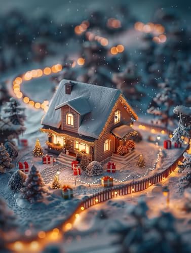 Diamond Painting Winter Diamond Painting Erwachsene Groß XXL Häuser Crystal Art Bastelset Erwachsene Anfänger DIY Mosaikherstellung Bastelset für Zimmer Deko, Geschenke für Frauen (50x70cm) -2502yVS von LUESUAYN