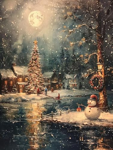 Diamond Painting Winter Diamond Painting Erwachsene Groß XXL Landschaft Crystal Art Bastelset Erwachsene Anfänger 5D DIY Mosaikherstellung Bastelset für Zimmer Deko, Geschenke 70 x 95 cm -2502y4U von LUESUAYN