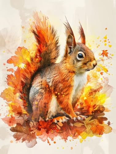 Eichhörnchen Diamond Painting XXL Tier Crystal Art, Diamond Painting Eckige Steine Basteln Erwachsene DIY Stickerei Kreuzstich Bastelset für Wanddeko, Zimmer Deko, Geschenke 40 x 55 cm -2502yUT von LUESUAYN