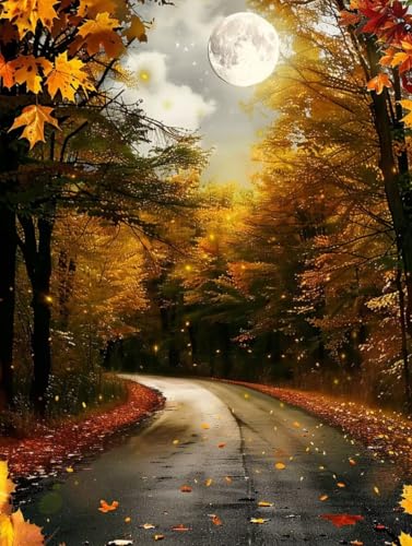 Herbst Diamond Painting XXL Landschaft Crystal Art, Diamond Painting Eckige Steine Basteln Erwachsene 5D DIY Stickerei Kreuzstich Bastelset für Wanddeko, Zimmer Deko, Geschenke (20x30cm) -2502y86 von LUESUAYN