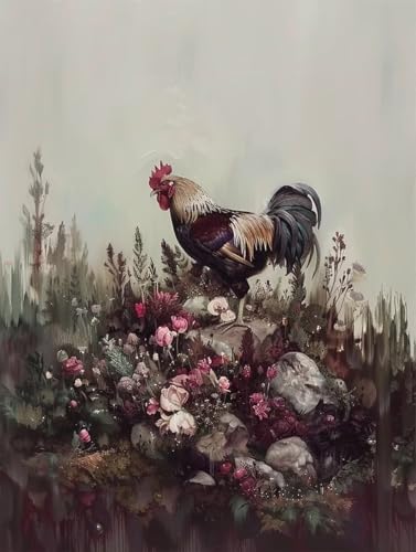 Huhn Diamond Painting XXL Tier Crystal Art, Diamond Painting Eckige Steine Basteln Erwachsene Anfänger DIY Stickerei Kreuzstich Bastelset für Wanddeko, Zimmer Deko, Geschenke (30 * 40cm) -2502y83 von LUESUAYN